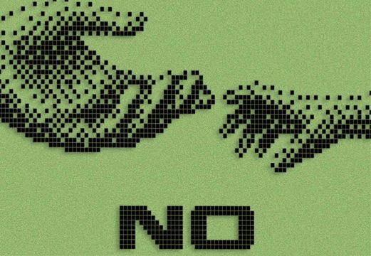 Classic Nokia logo displayed
on a monochromatic LCD phone screen, only instead of 'NOKIA' it's
just 'NO'